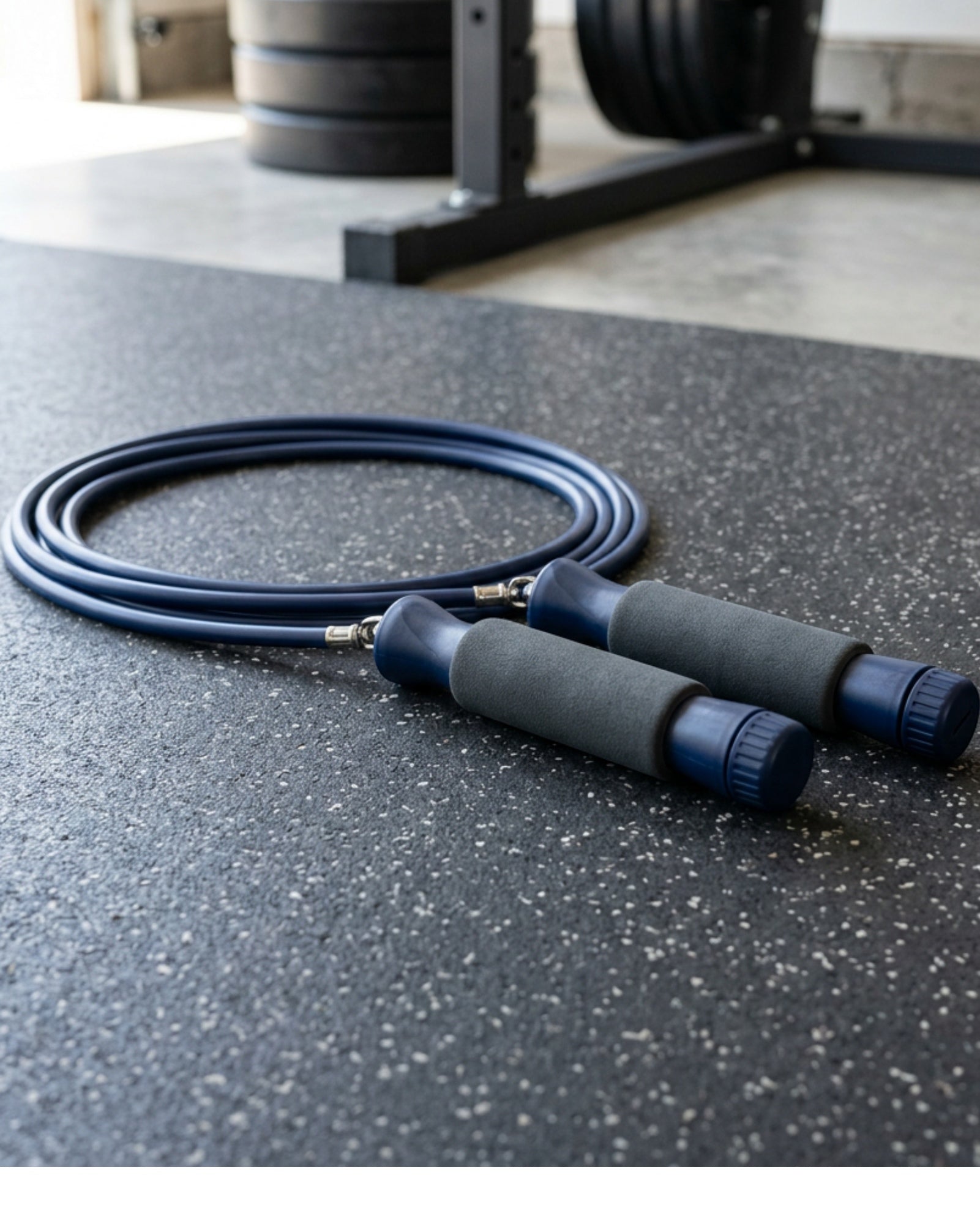 Moxae Weighted PVC Jump Rope 2.7 m with Removable Handle Weights Navy - Lifestyle view