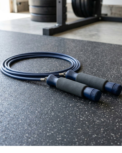 Moxae Weighted PVC Jump Rope 2.7 m with Removable Handle Weights Navy - Lifestyle view