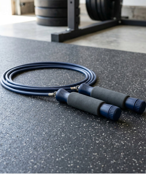 Moxae Weighted PVC Jump Rope 2.7 m with Removable Handle Weights Navy - Lifestyle view