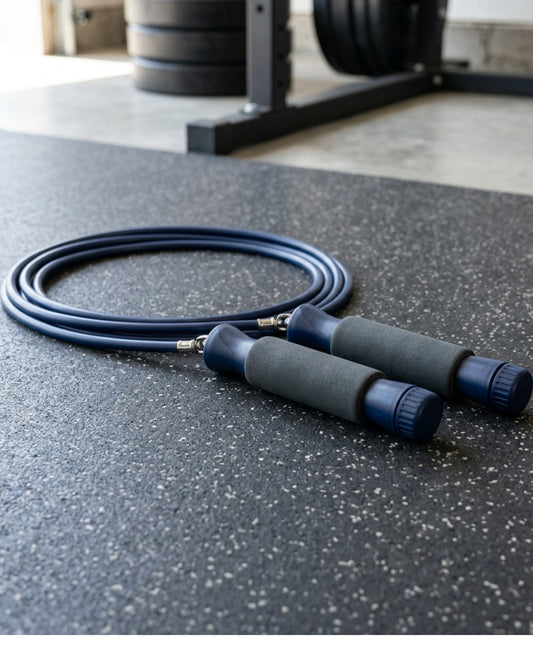 Moxae Weighted PVC Jump Rope 2.7 m with Removable Handle Weights Navy - Lifestyle view