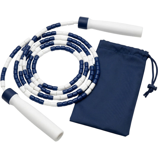 Moxae Beaded Freestyle Jump Rope 2.8 m Navy and White with Pouch - Product view